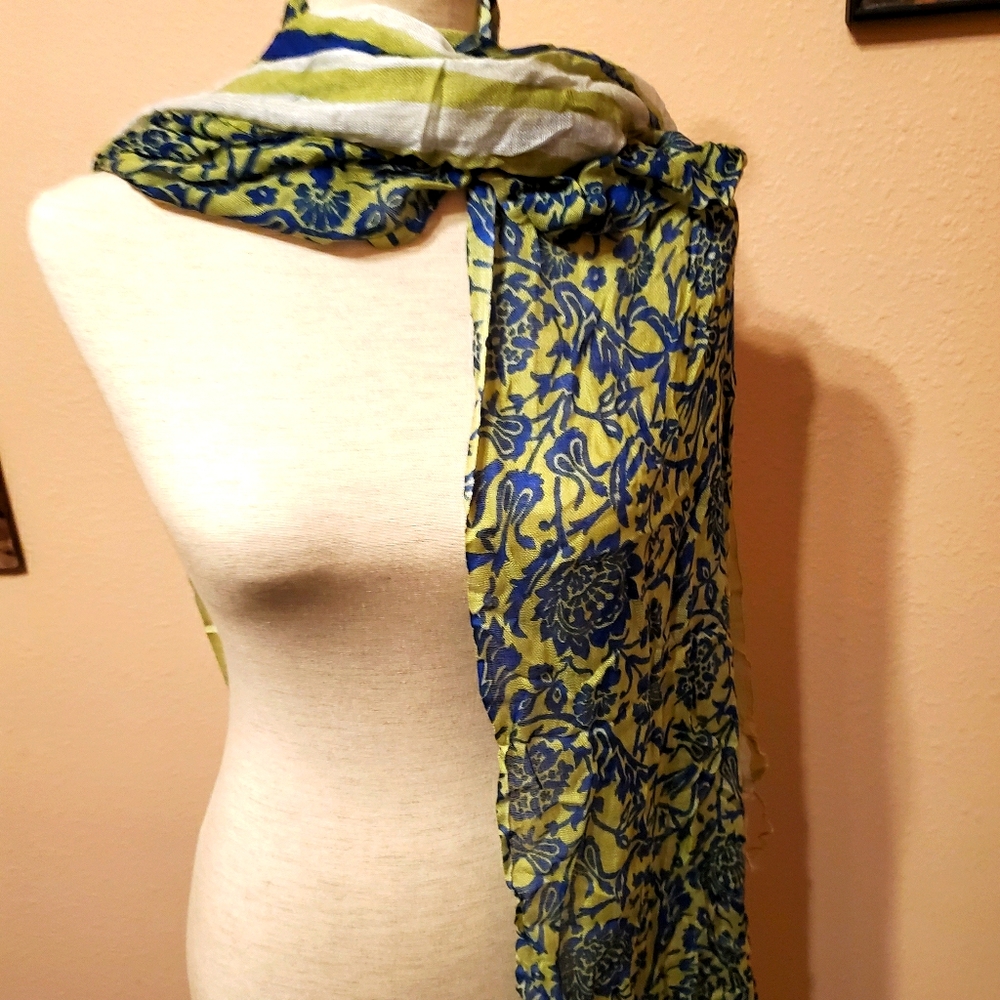 Floral Stripe Wrap Scarf - Picture 1 of 3